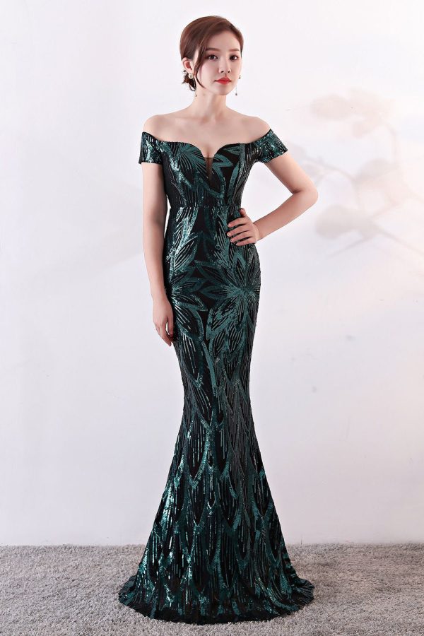 Zwarte Off The Shoulder Zeemeermin Avondjurk Schn?ppchen – Bild 4