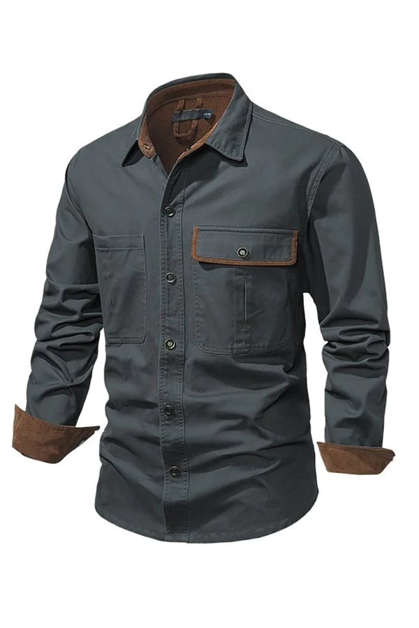 Heren werkkleding gewassen katoenen shirt Mode – Bild 3