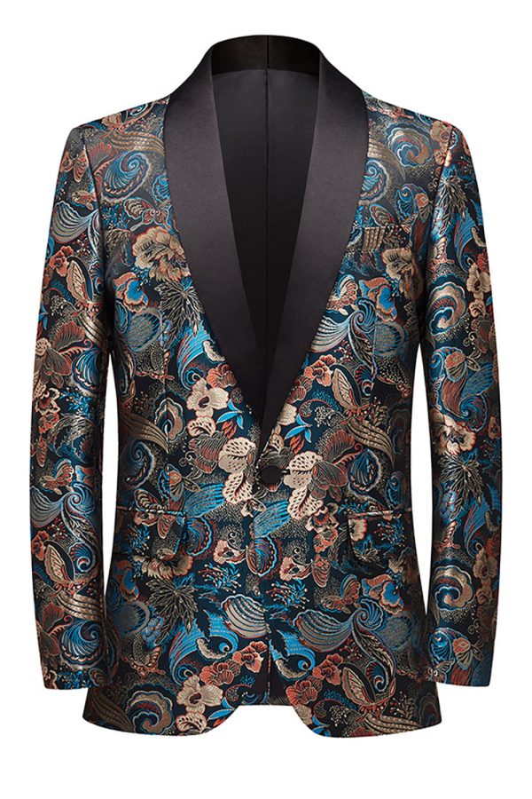 Bloemen Sjaal Revers Heren Blazer Schn?ppchen