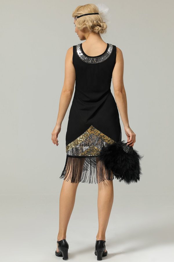 Zwarte jaren 1920 pailletten Fringe Flapper jurk Zu verkaufen – Bild 2