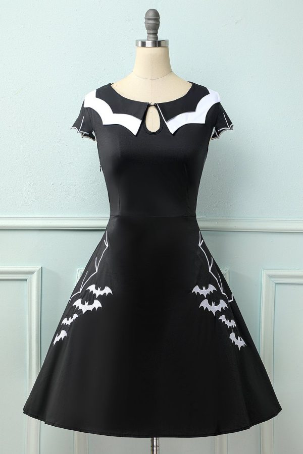 Zwarte jaren 1950 Bat Cape Swing Jurk Online