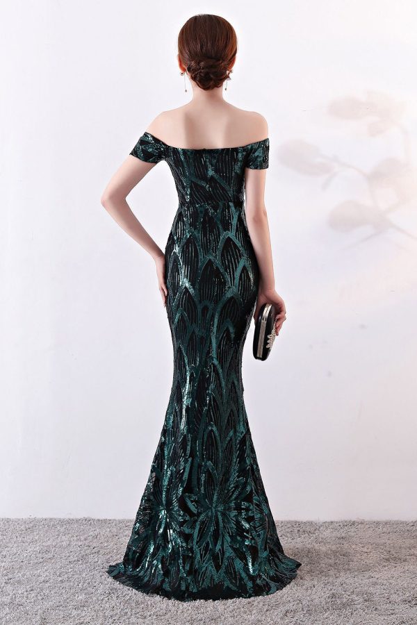 Zwarte Off The Shoulder Zeemeermin Avondjurk Schn?ppchen – Bild 5