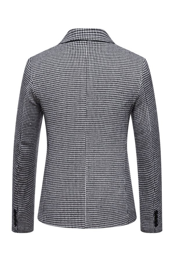 Kaki Plaid One Button Heren Blazer Mode – Bild 5