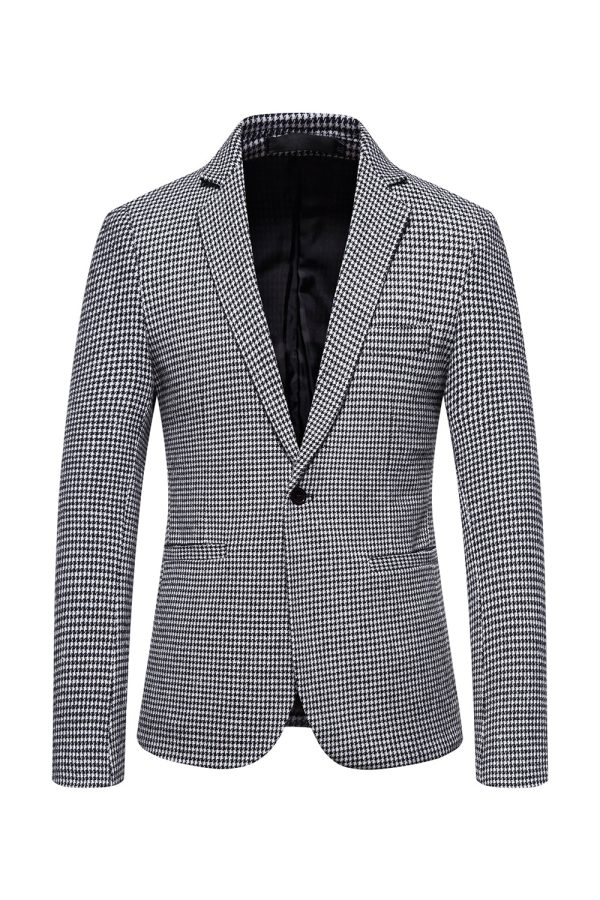 Kaki Plaid One Button Heren Blazer Mode – Bild 4