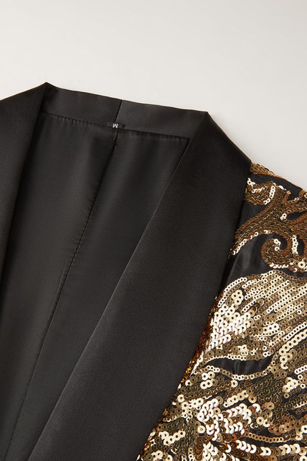 Gouden Bloemvormige Pailletten Heren Blazer Schn?ppchen – Bild 4