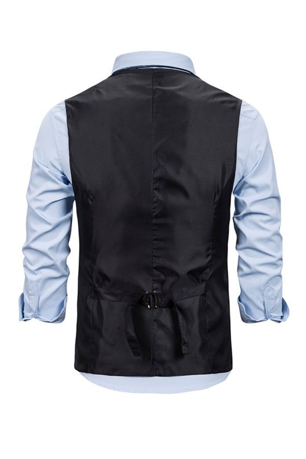 V-hals Single Breasted Heren Grijs Casual Vest Im Angebot – Bild 2