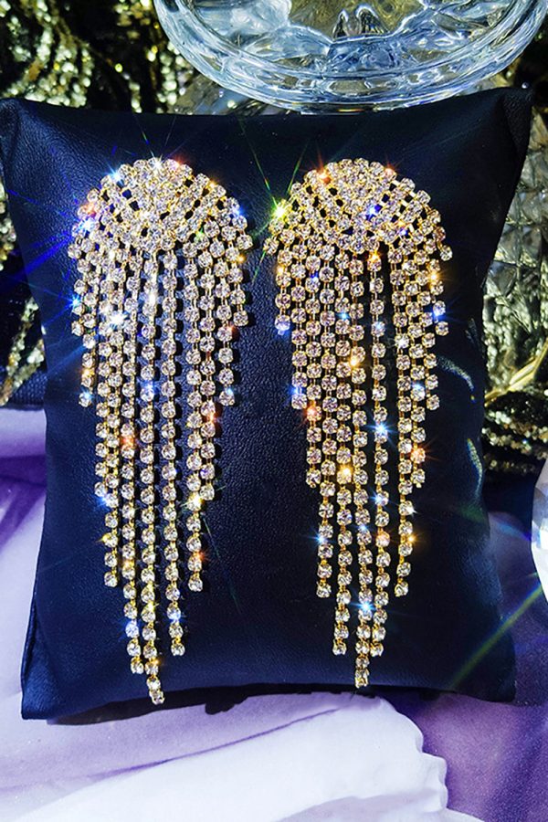 Gouden Strass Drop Oorbellen Online-Verkauf – Bild 2