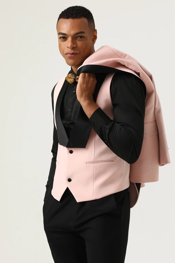 Roze Sjaal Revers 3-delige heren galapakken Rabatt – Bild 5