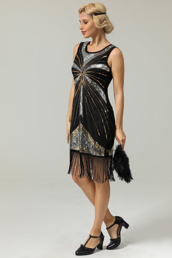 Zwarte jaren 1920 pailletten Fringe Flapper jurk Zu verkaufen – Bild 5