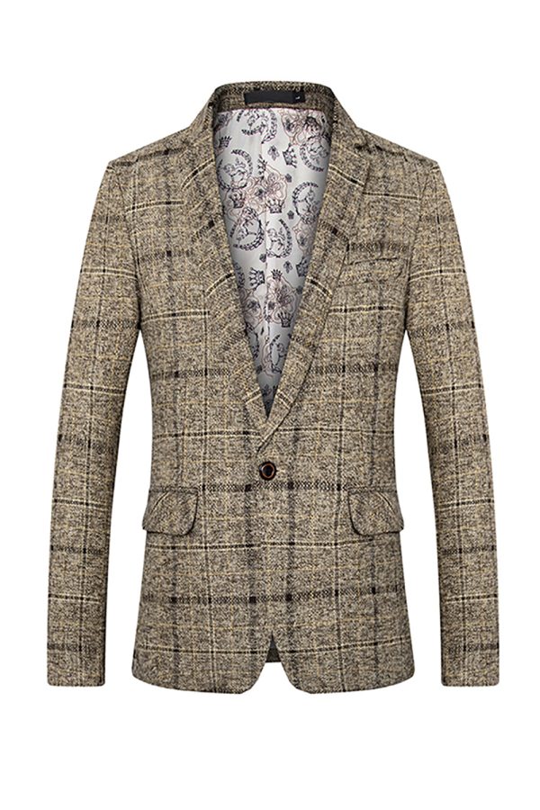 Grijze Grid Gekerfde Revers Heren Blazer Jetzt online – Bild 5