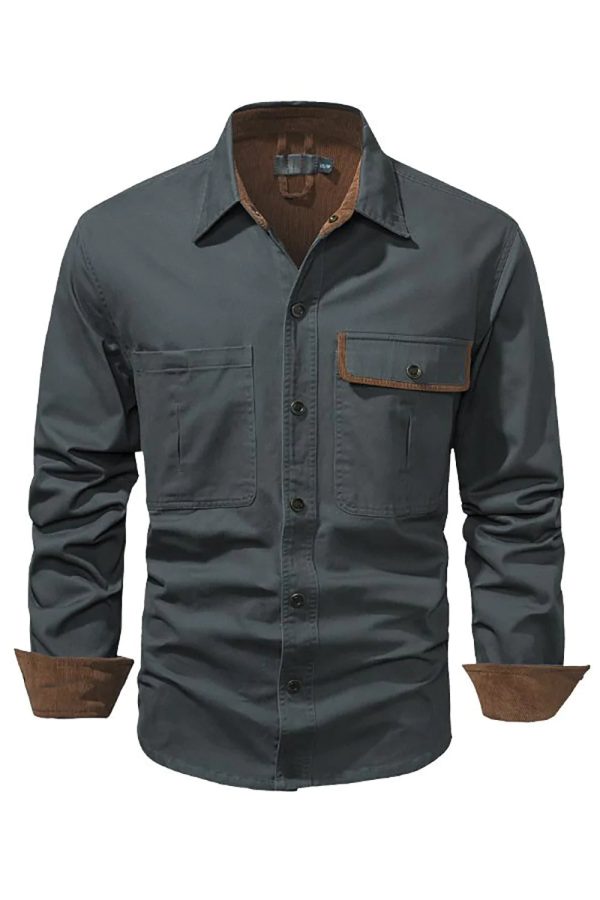 Heren werkkleding gewassen katoenen shirt Mode
