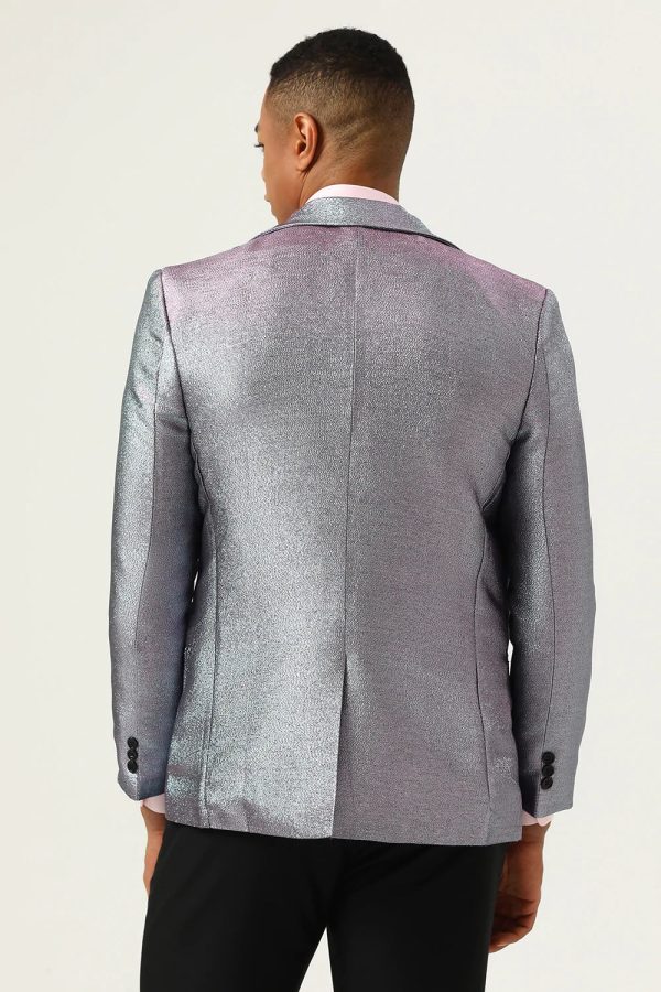 Glitter Grey Peak Revers Heren Prom Blazer Angebot – Bild 2
