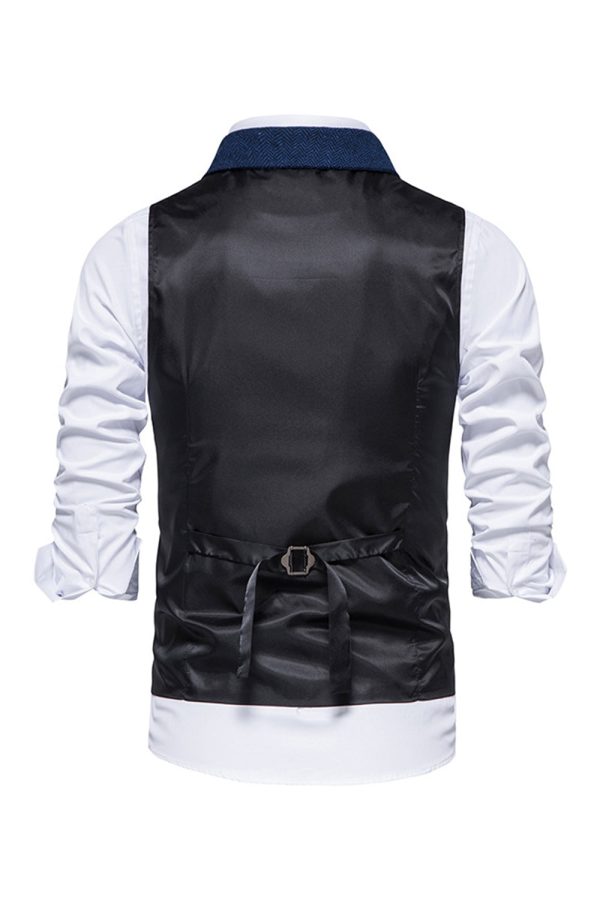 Single Breasted Revers Navy Heren Pak Vest Jetzt online – Bild 2