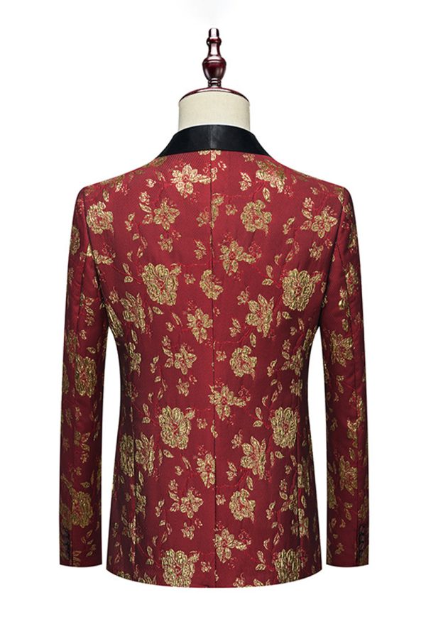 Rode Jacquard Sjaal Revers 3 Stuks Herenpakken Online – Bild 2