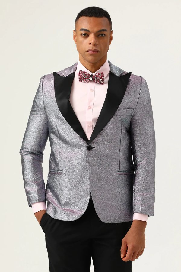 Glitter Grey Peak Revers Heren Prom Blazer Angebot