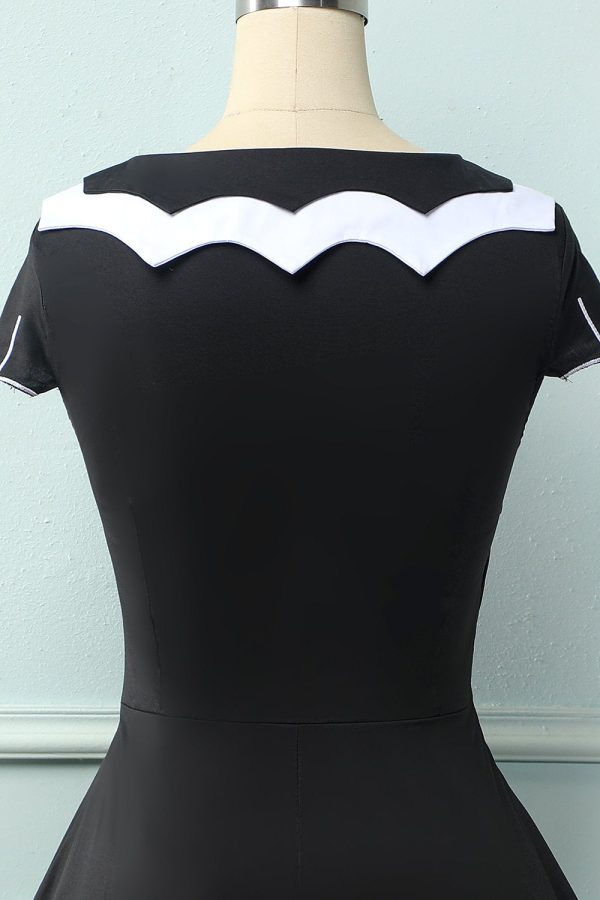Zwarte jaren 1950 Bat Cape Swing Jurk Online – Bild 4