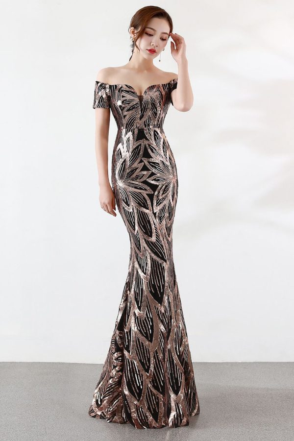 Zwarte Off The Shoulder Zeemeermin Avondjurk Schn?ppchen