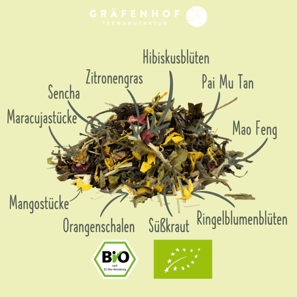 BIO Weißer Tee Mango Maracuja · 100 g lose Online – Bild 2