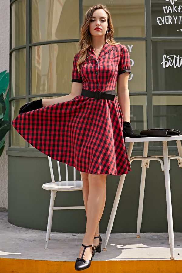 Geruite Rode Jaren 50 Swing Jurk Online