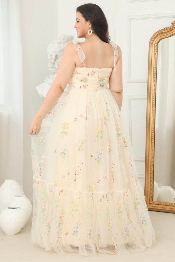 Plus Size Champagne Lange Galajurk Met Borduurwerk Schn?ppchen – Bild 2