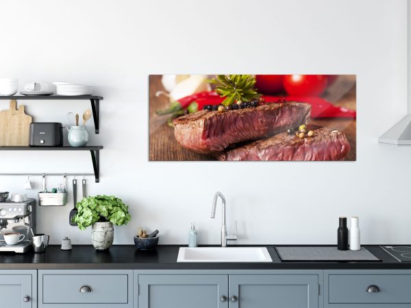 Saftiges Pfeffer Steak, Glasbild Panorama Rabatt – Bild 3
