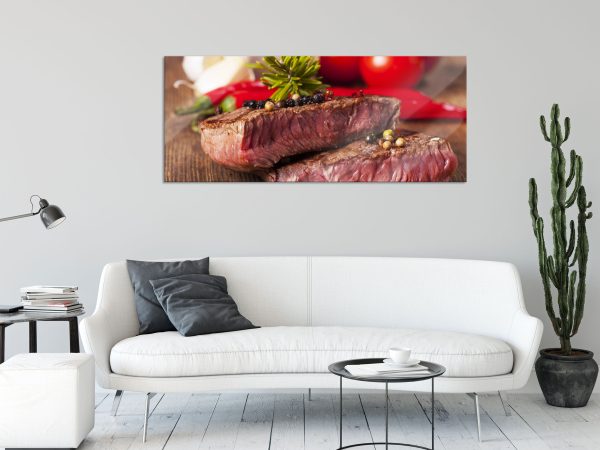 Saftiges Pfeffer Steak, Glasbild Panorama Rabatt – Bild 2