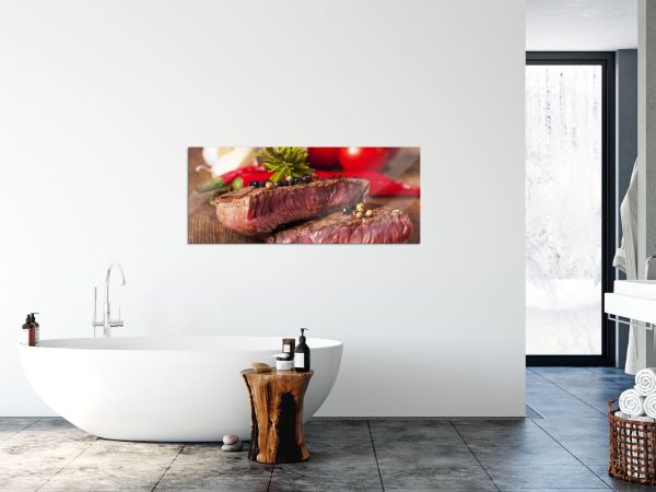 Saftiges Pfeffer Steak, Glasbild Panorama Rabatt – Bild 4