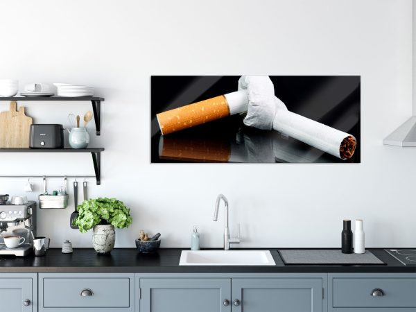 Zigarette mit Knoten Don t Smoke, Glasbild Panorama Zu verkaufen – Bild 3