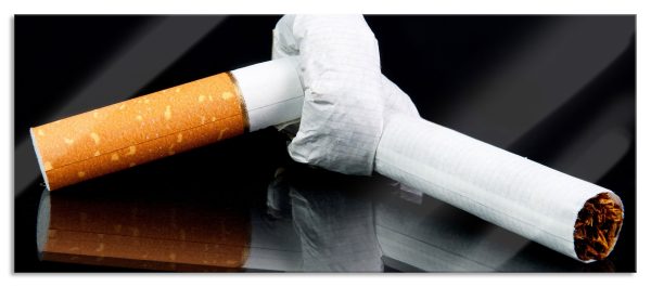 Zigarette mit Knoten Don t Smoke, Glasbild Panorama Zu verkaufen