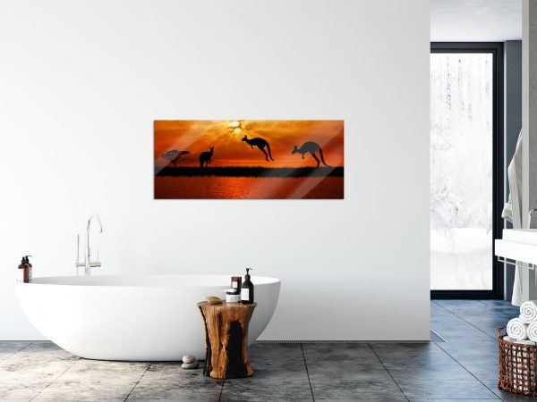 Kängurus im Sonnenlicht, Glasbild Panorama Schn?ppchen – Bild 4