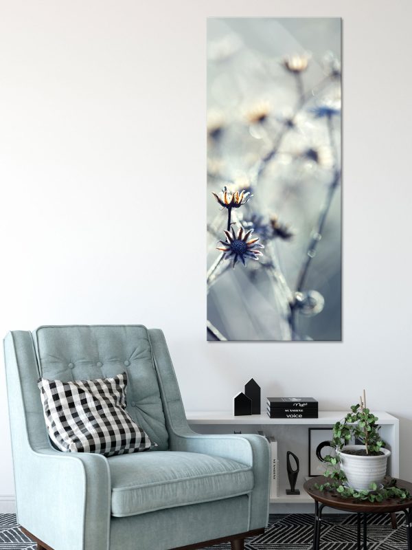 Pflanzen im Frost, Glasbild Panorama Rabatt – Bild 2