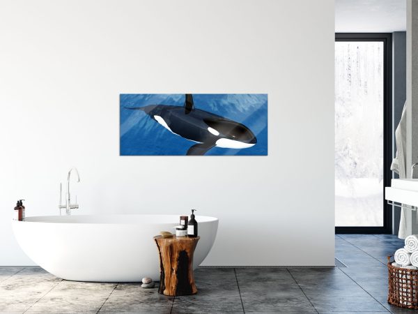 Orca im blauen Meer, Glasbild Panorama Im Angebot – Bild 4