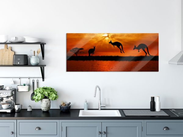 Kängurus im Sonnenlicht, Glasbild Panorama Schn?ppchen – Bild 3