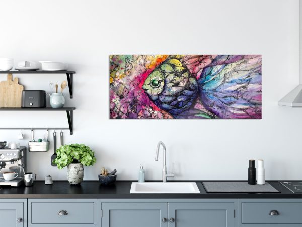 Bunte Fische Kunst, Glasbild Panorama Rabatt – Bild 3