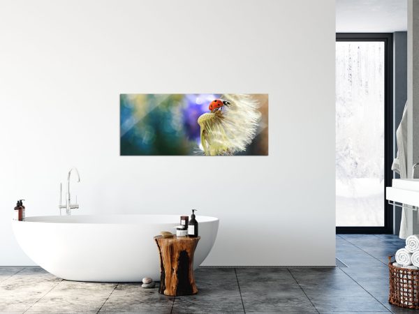 Marienkäfer auf Pusteblume, Glasbild Panorama Zu verkaufen – Bild 4