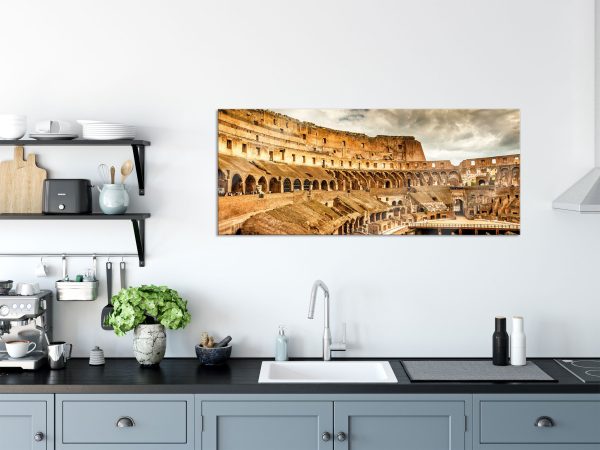 Colloseum in Rom von innen, Glasbild Panorama Mode – Bild 3