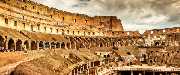 Colloseum in Rom von innen, Glasbild Panorama Mode – Bild 5