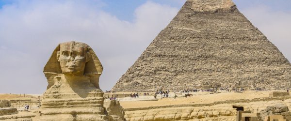 Sphinx von Gizeh mit Pyramide, Glasbild Panorama Mode – Bild 5