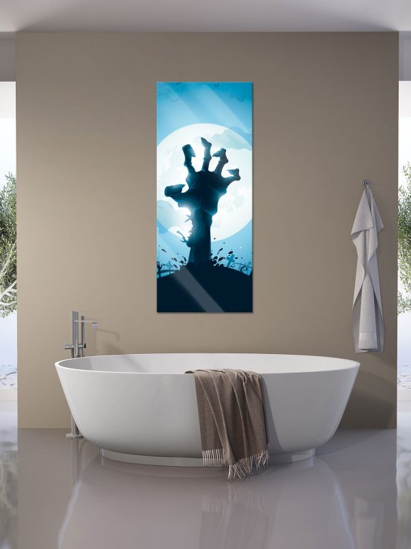 Gruselige Zombie Hand, Glasbild Panorama Mode – Bild 4