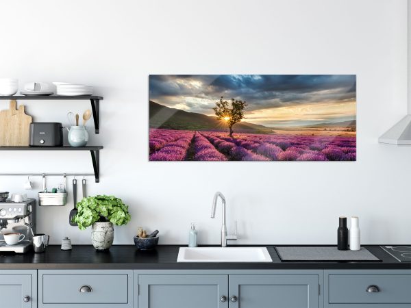 Lavendel Provence mit Baum, Glasbild Panorama Online – Bild 3