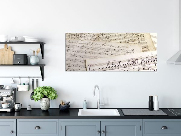 Stilvolle alte Notenblätter, Glasbild Panorama Angebot – Bild 3