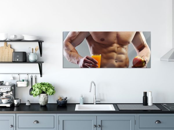 Trainierter Oberkörper Bodybuilder, Glasbild Panorama Zu verkaufen – Bild 3