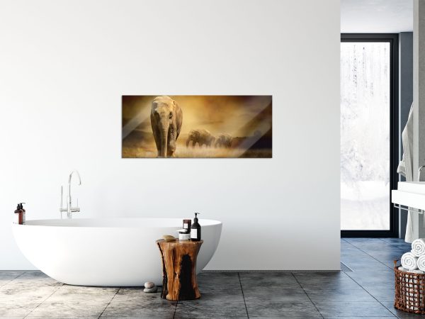Prächtiger Elefanten in Steppe, Glasbild Panorama Online-Schn?ppchen – Bild 4