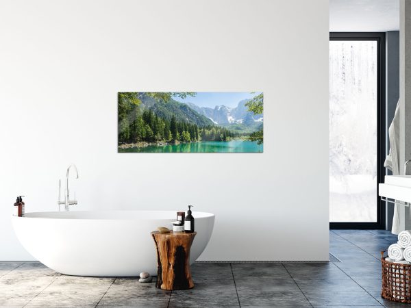 Wunderschöner See im Wald, Glasbild Panorama Verkauf – Bild 4