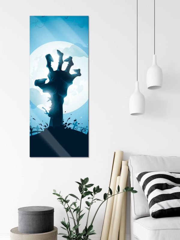 Gruselige Zombie Hand, Glasbild Panorama Mode – Bild 3
