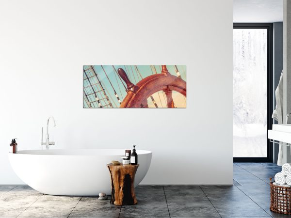 Steuerrad auf dem Schiff, Glasbild Panorama Schn?ppchen – Bild 4