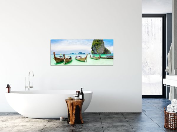 Schöne Boote im Pazifik, Glasbild Panorama Mode – Bild 4