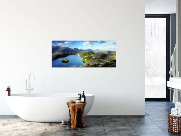 Atemberaubende Seen Landschaft, Glasbild Panorama Mode – Bild 4