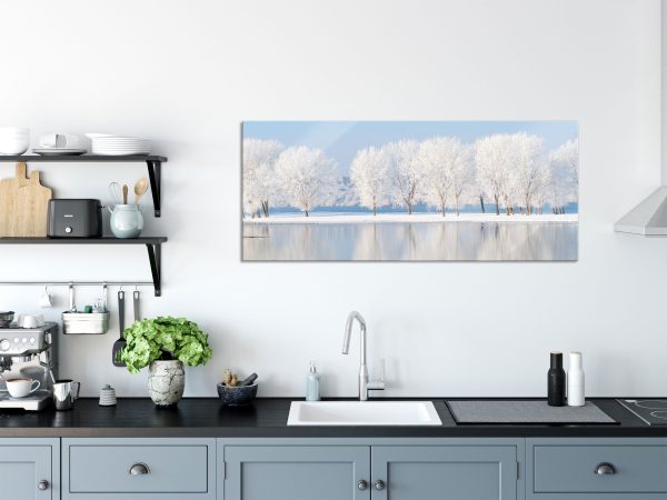 Schneebedeckte Bäume im Winter, Glasbild Panorama Online – Bild 3