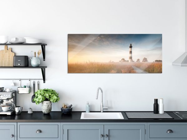 Leuchtturm im Nebel, Glasbild Panorama Im Angebot – Bild 3